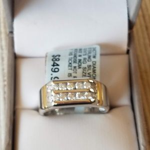 3/4 CTTW Diamond Men's Two Tone Silver Ring